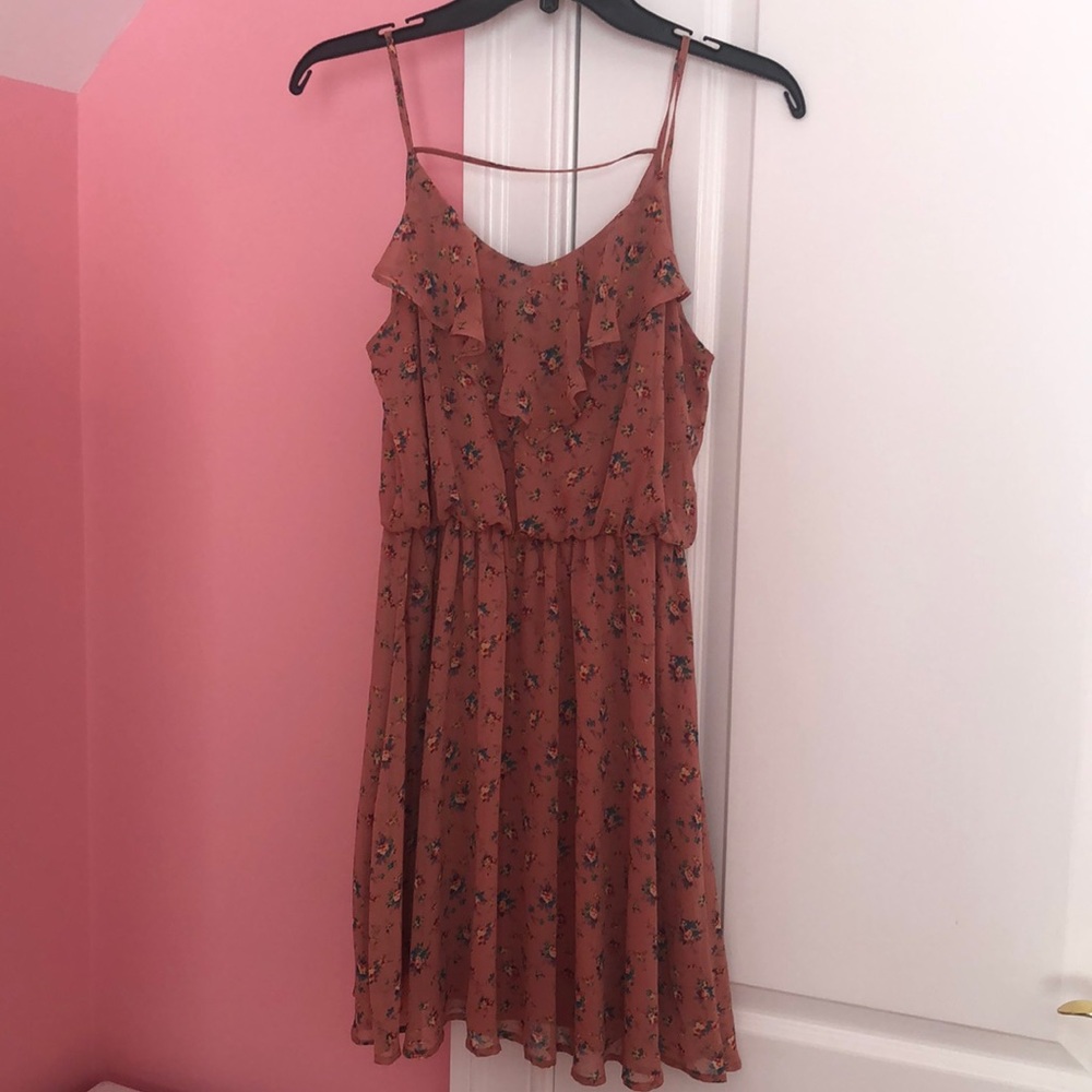 Lush Pink Floral Ruffle Dress